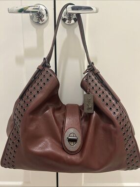 Coach (EUC) Madison Carlyle Grommet Hobo Shoulder Bag in Brick Red